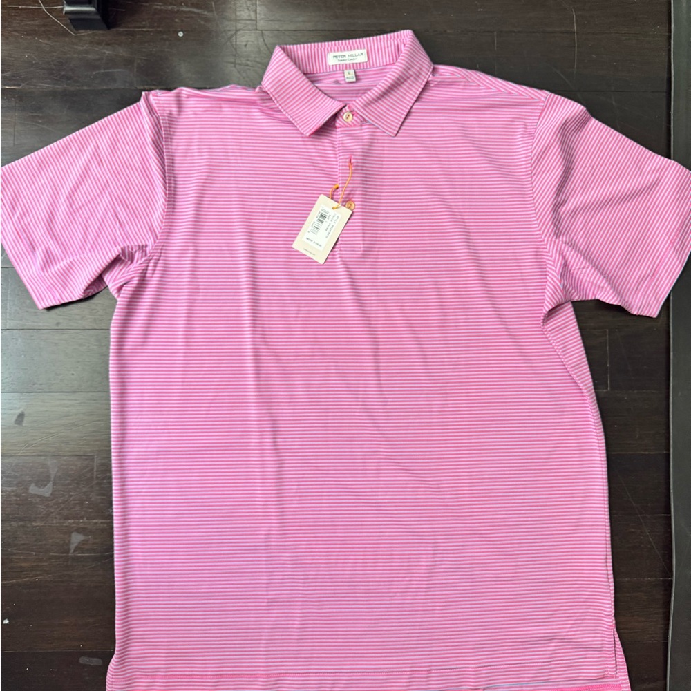 Peter Millar Men's Pink Striped Polo Shirt